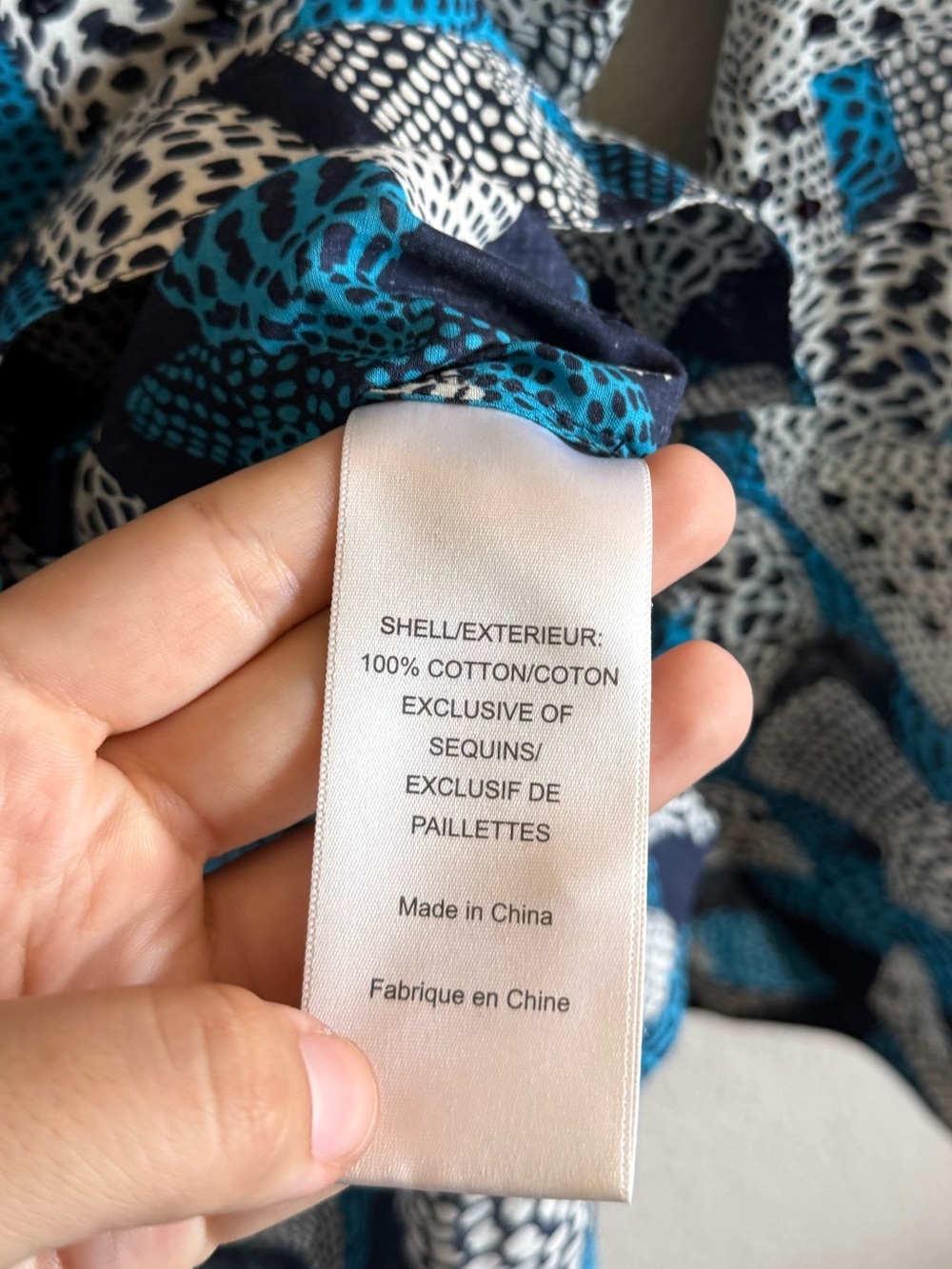Tory Burch Blue Cotton Seashell Print Sequin Top Size 2 Coastal Grandma Summer - Picture 6 of 9